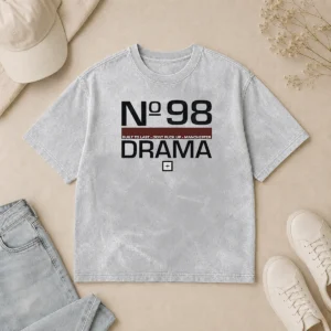 Pretty Drama No 98 Built To Last Don'T Fuck Up Manchester washed t shirt in faded black with bold white text print