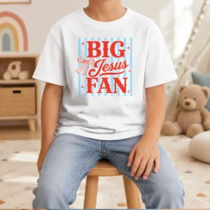 Hot Big Jesus Fan Retro Striped Kids T-Shirt