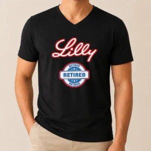 Premium Lilly Retired V Neck Shirt in soft fabric with short sleeves and fitted cut