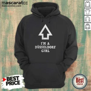 Top I'M A Dusseldorf Girl AOP Hoodie optimized showing full front view, long sleeves, and hood