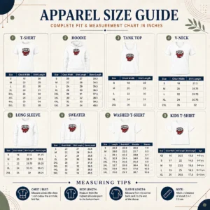 Size chart for Original Dopamine Addicted To You Streetwear Typography with measurements in inches and cm