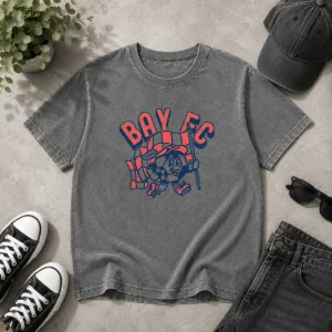 Hot Kid'S Bay FC Soccer Player Ash Washed T-Shirt