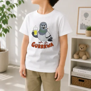 Official Angry Pigeon With Beer And Cigarette Kids T-Shirt