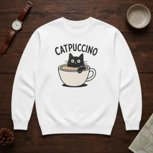 Awesome Catpuccino Black Cat In A Coffee Cup Cappuccino Sweater