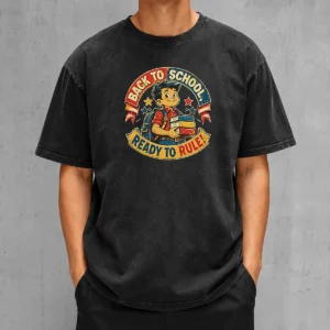 Funny Back To School Ready To Rule Retro Distressed Washed T-Shirt