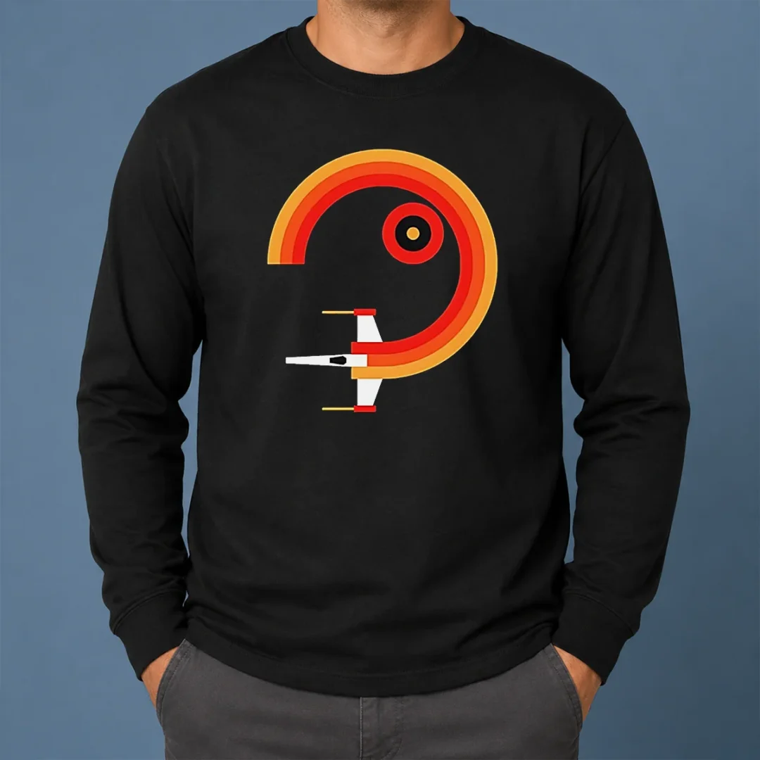 Official Awesome Star Wars X Wing Retro Sunset Spiral Circle Long Sleeve Shirt Official Awesome Star Wars X Wing Retro Sunset Spiral Circle Long Sleeve Shirt