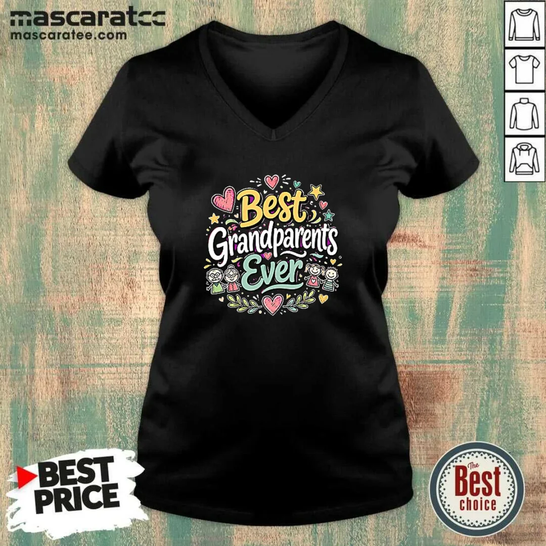 official-best-grandparents-ever-for-grandparents-doodle-typograp-v-neck-shirt Official Best Grandparents Ever For Grandparents Doodle Typograp V-Neck Shirt