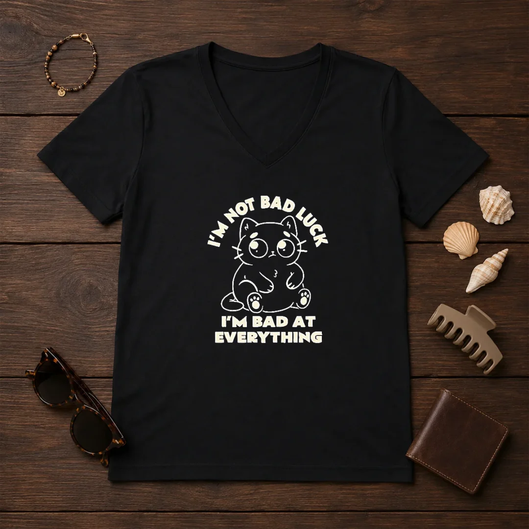 official-black-cat-i-m-not-bad-luck-i-m-bad-at-everything-v-neck-shirt-1 Official Black Cat I'M Not Bad Luck I'M Bad At Everything V-Neck Shirt