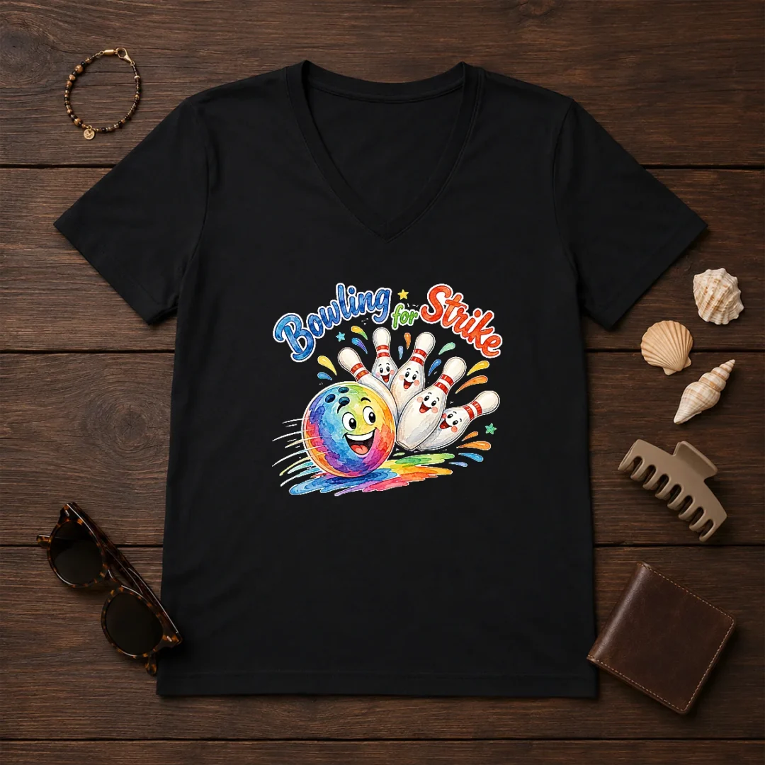 official-bowling-for-strike-watercolor-v-neck-shirt Official Bowling For Strike Watercolor V-Neck Shirt