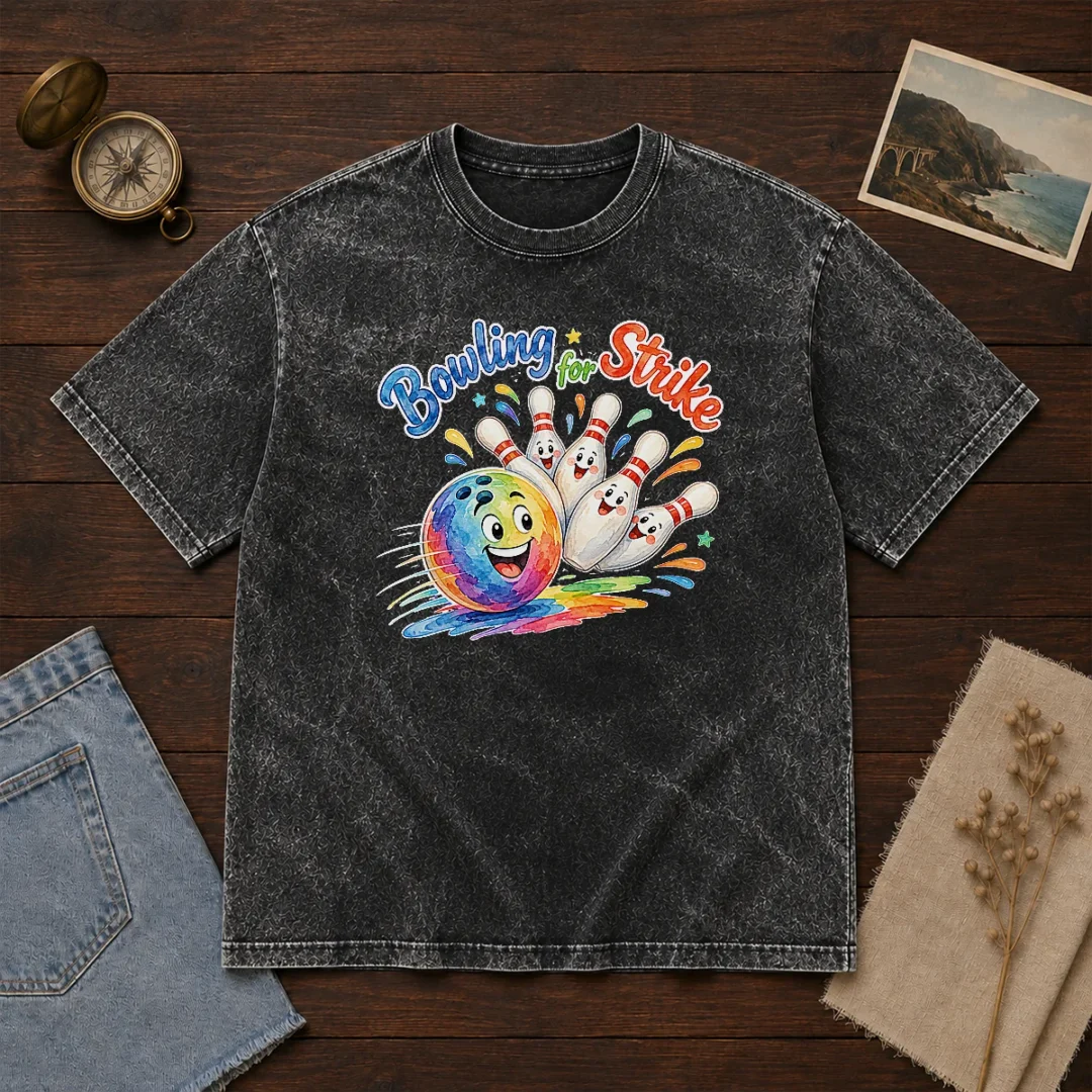official-bowling-for-strike-watercolor-washed-t-shirt Official Bowling For Strike Watercolor Washed T-Shirt