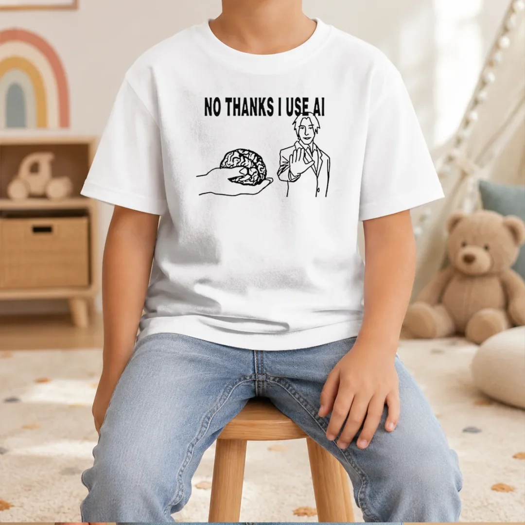 official-brain-no-thanks-i-use-ai-kids-t-shirt Official Brain No Thanks I Use AI Kids T-Shirt
