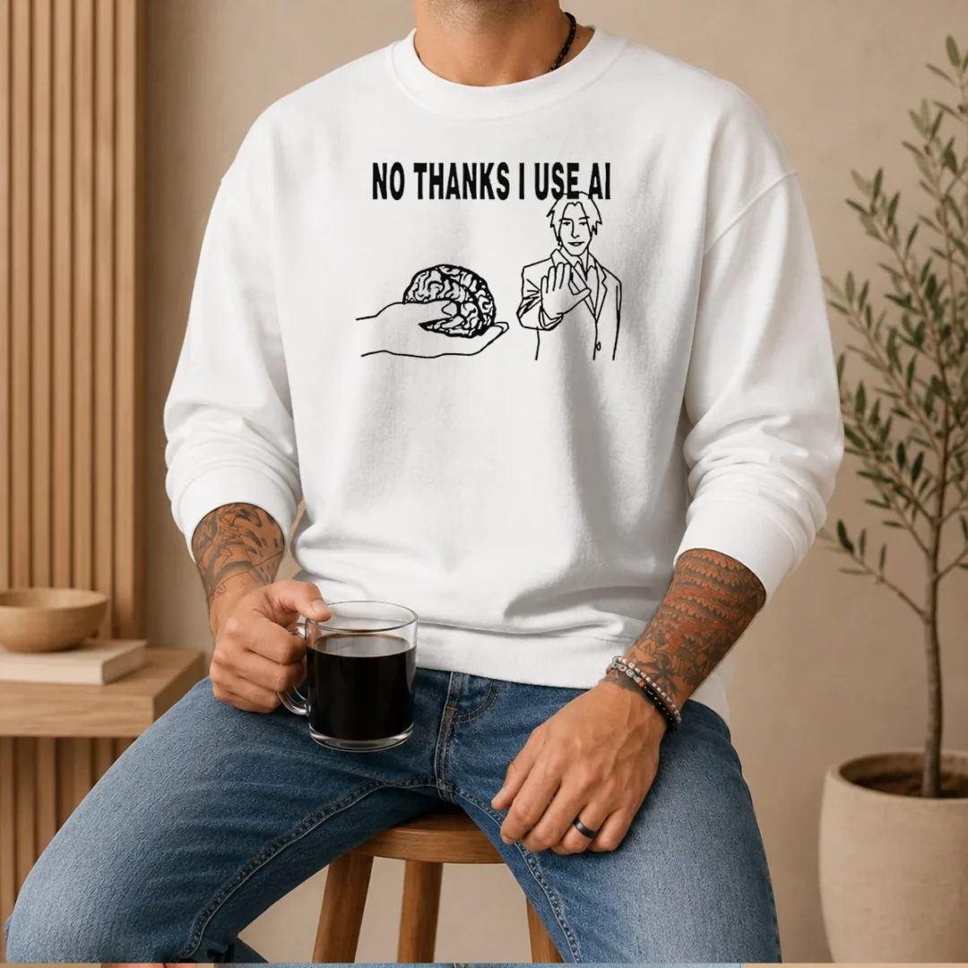 official-brain-no-thanks-i-use-ai-sweater Official Brain No Thanks I Use AI Shirt - Image 7