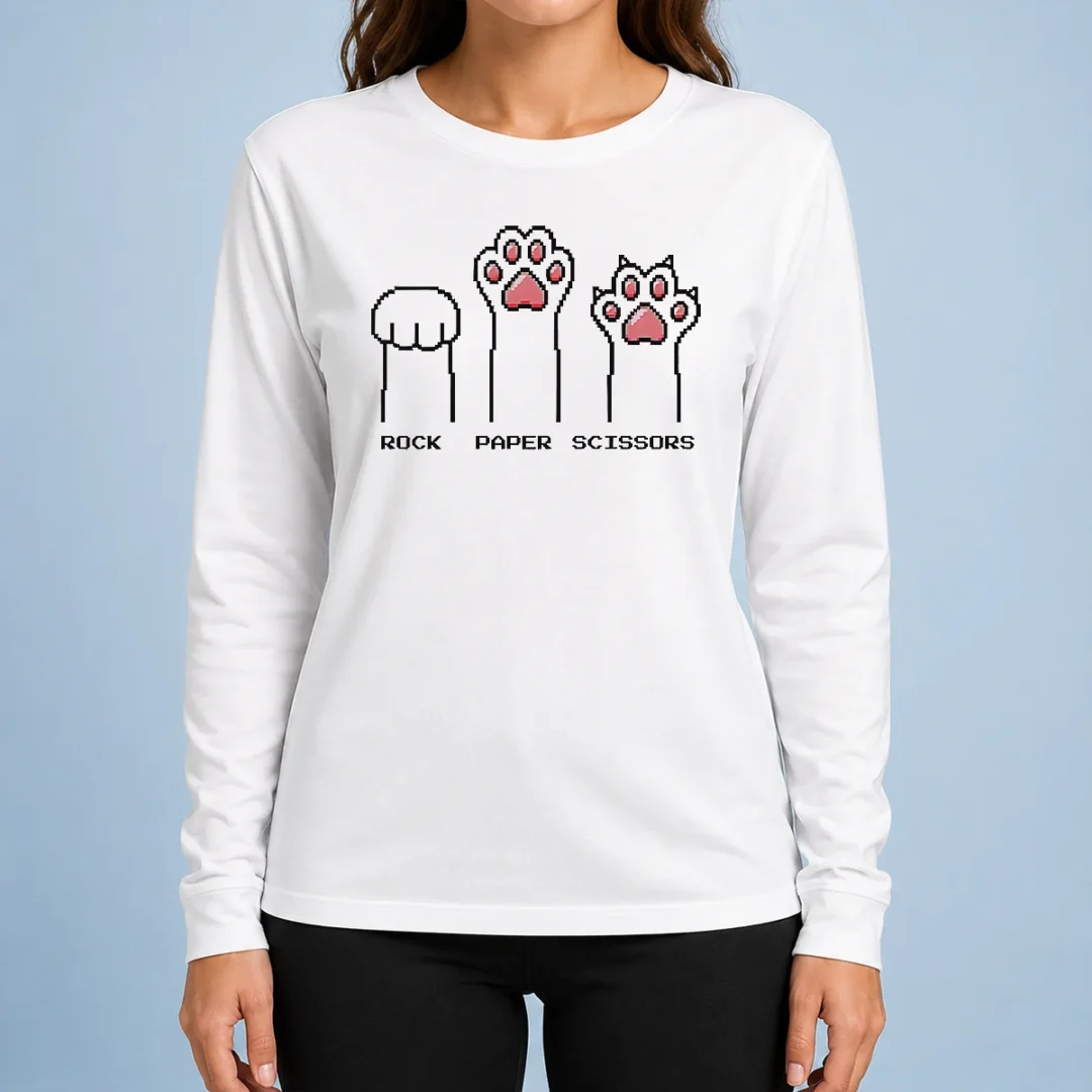 official-cat-paws-rock-paper-scissors-pixel-art-kitten-long-sleeve-shirt-1 Official Cat Paws Rock Paper Scissors Pixel Art Kitten Long Sleeve Shirt