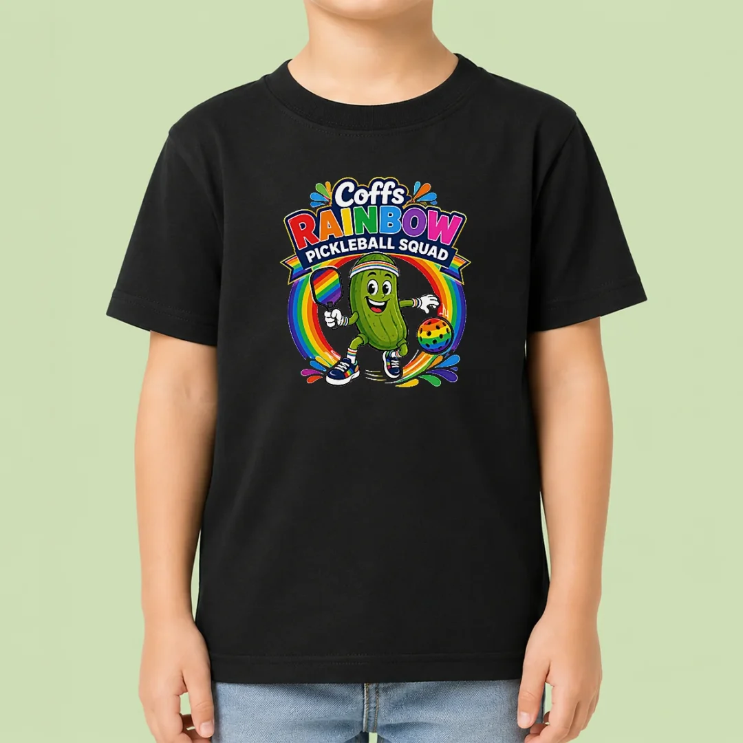 official-coffs-rainbow-pickleball-team-fun-kids-t-shirt Official Coffs Rainbow Pickleball Team Fun Kids T-Shirt