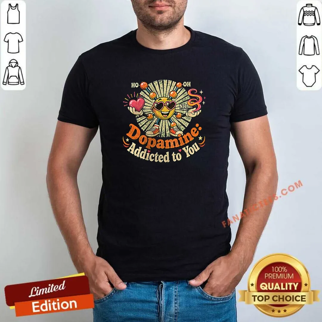 official-dopamine-addicted-to-you-vintage-love-molecule-shirt-1 Official Dopamine Addicted To You Vintage Love Molecule shirt in classic fit with retro design on front