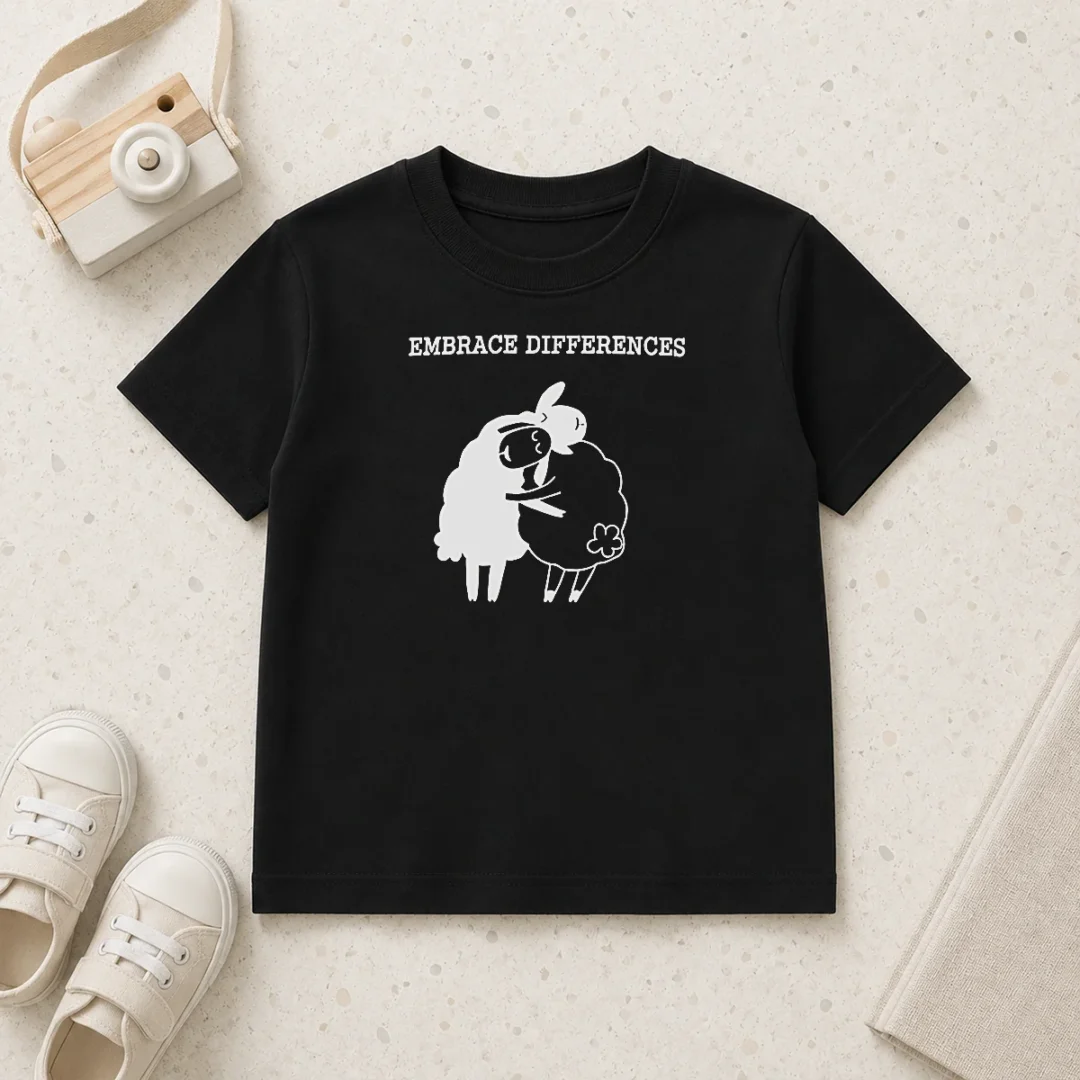 official-embrace-differences-sheep-hug-hugging-inclusivity-kids-t-shirt Official Embrace Differences Sheep Hug Hugging Inclusivity Kids T-Shirt