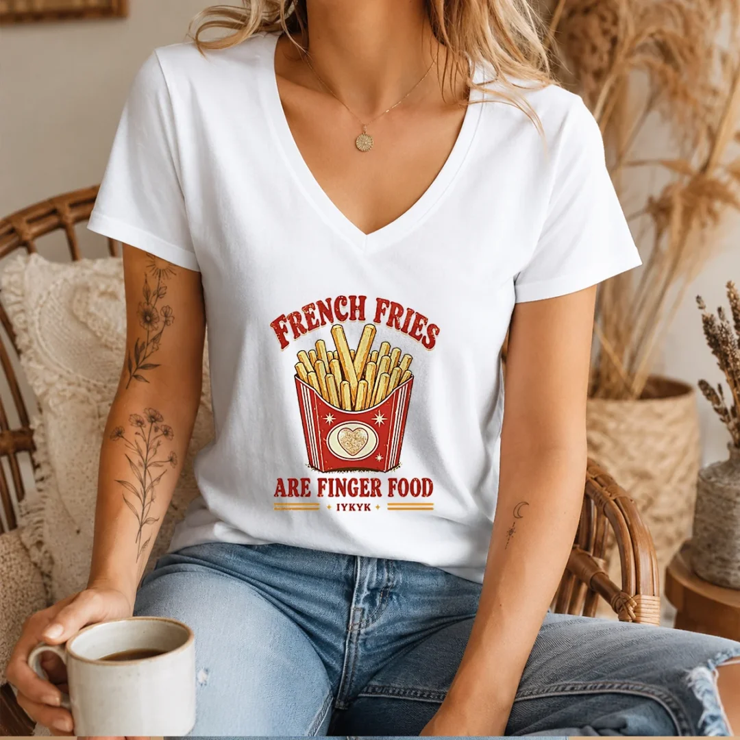 official-french-fries-are-finger-food-iykyk-fast-food-v-neck-shirt Official French Fries Are Finger Food IYKYK Fast Food V-Neck Shirt