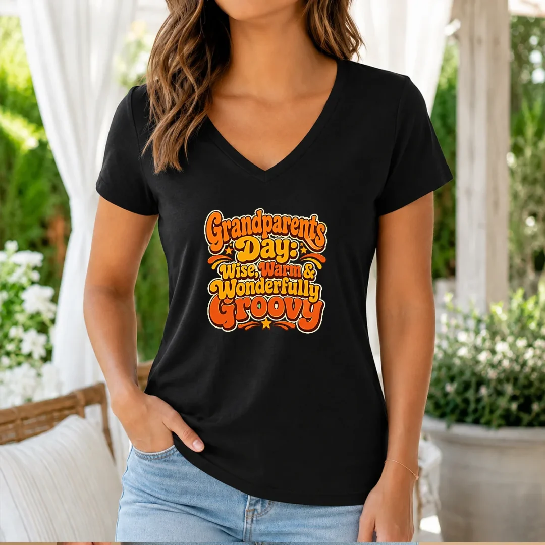 official-grandparents-day-groovy-retro-tee-celebrating-warmth-wisdom-v-neck-shirt Official Grandparents Day Groovy Retro Tee Celebrating Warmth Wisdom V-Neck Shirt