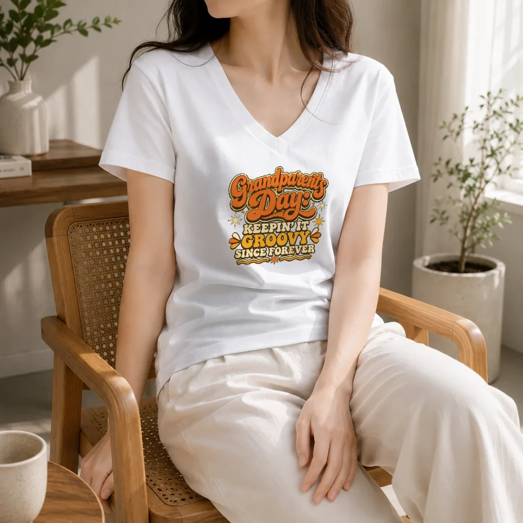 official-grandparents-day-keepin-it-groovy-tee-groovy-retro-v-neck-shirt Official Grandparents Day Keepin It Groovy Tee Groovy Retro V-Neck Shirt