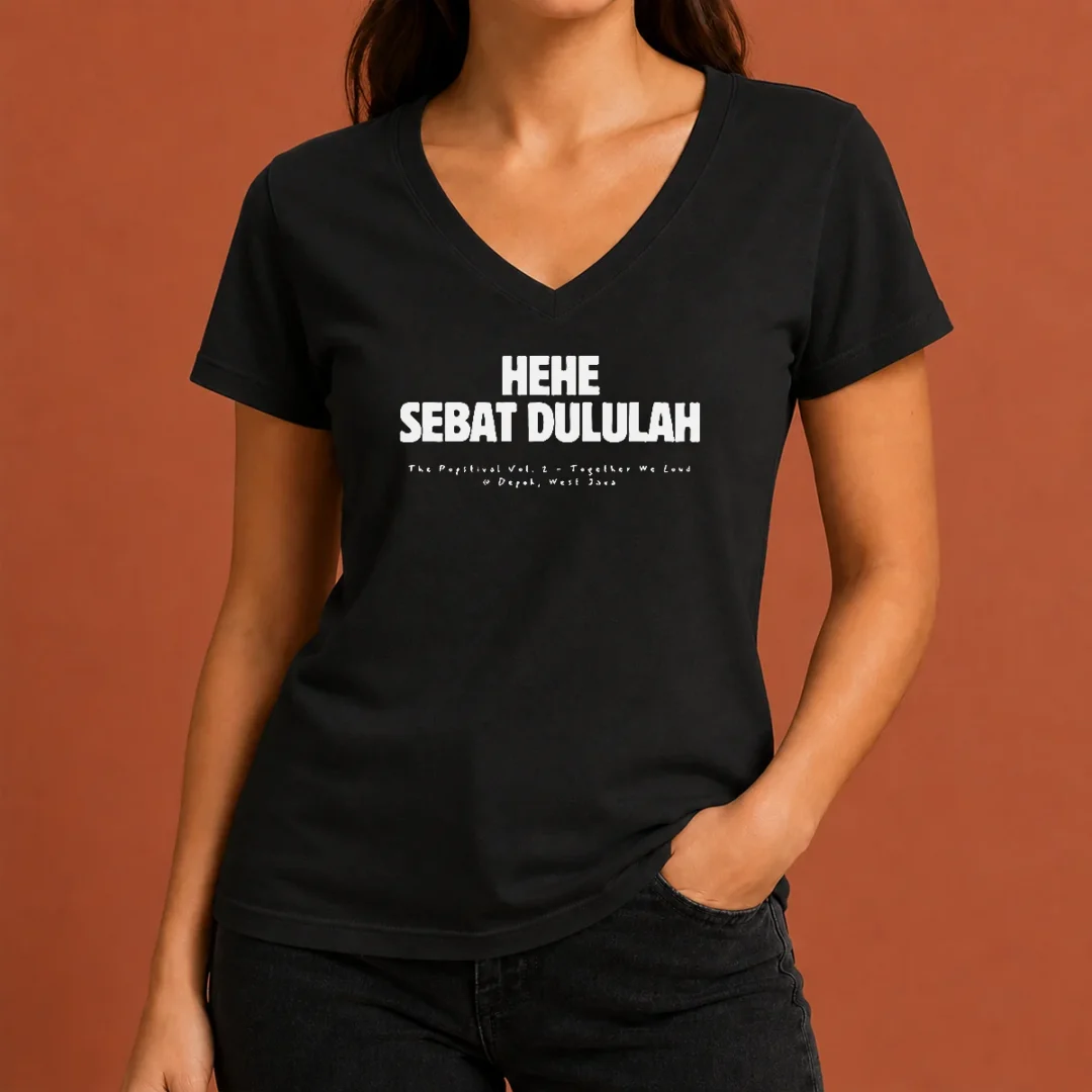 official-hehe-sebat-dululah-the-popstival-vol-2-together-we-loud-depok-west-java-poster-v-neck-shirt Official Hehe Sebat Dululah The Popstival Vol 2 Together We Loud Depok West Java Poster printed on a comfortable V neck shirt