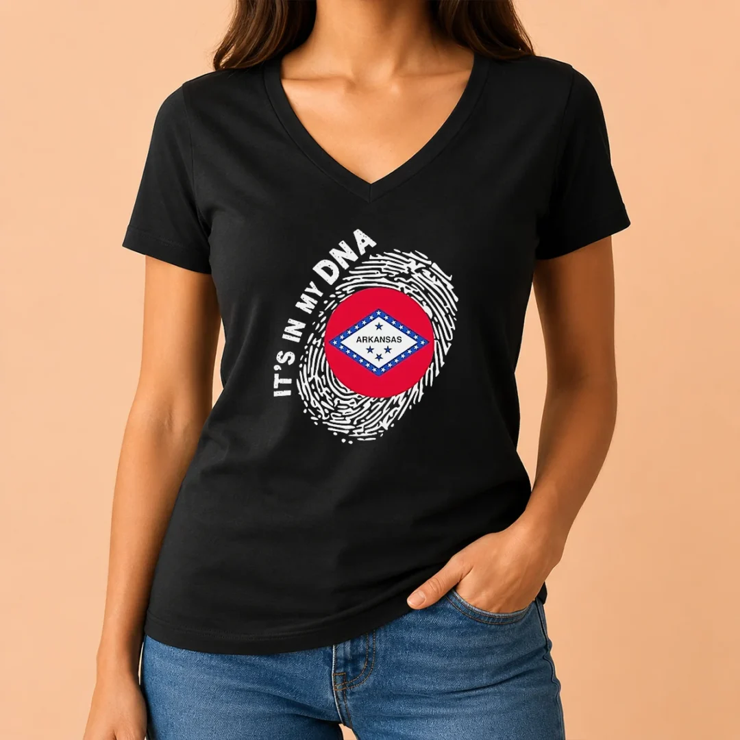 official-hot-it-s-in-my-dna-arkansas-v-neck-shirt Official Hot It'S In My DNA Arkansas V-Neck Shirt