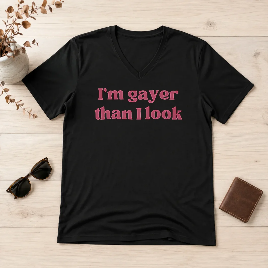official-i-m-gayer-than-i-look-lgbtq-pride-v-neck-shirt Official I'M Gayer Than I Look LGBTQ Pride V-Neck Shirt