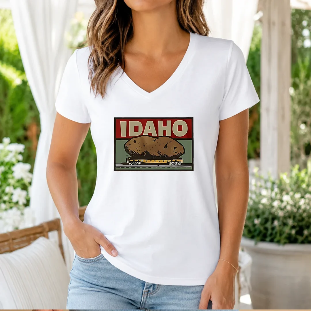 official-idaho-spud-railcar-potato-v-neck-shirt Official Idaho Spud Railcar Potato V-Neck Shirt
