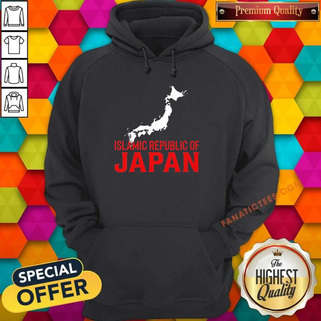 official-islamic-republic-of-japan-hoodie Official Islamic Republic Of Japan Hoodie in black with front graphic design and adjustable drawstring hood