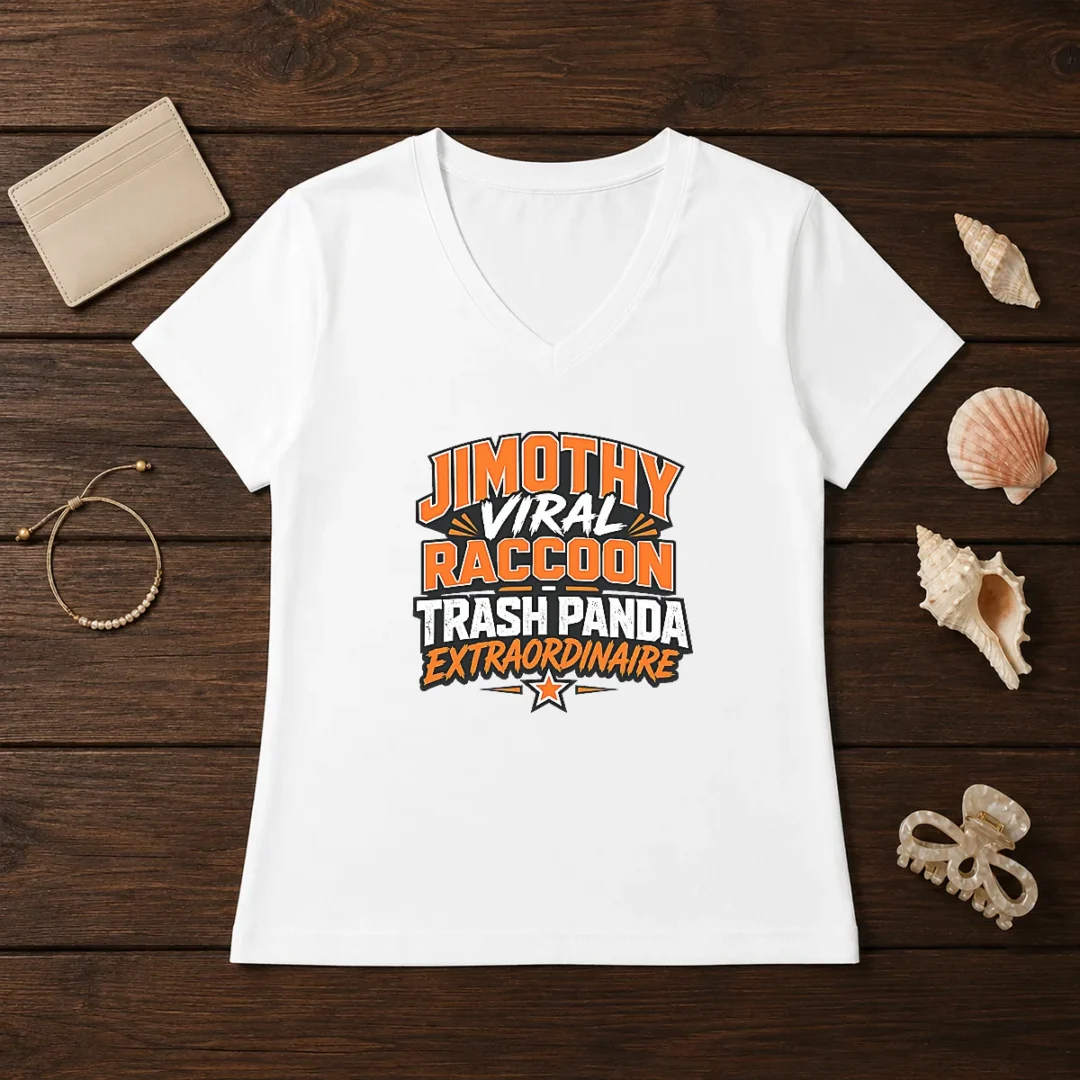 official-jimothy-viral-raccoon-funny-trash-panda-typography-v-neck-shirt Official Jimothy Viral Raccoon Funny Trash Panda Typography V-Neck Shirt
