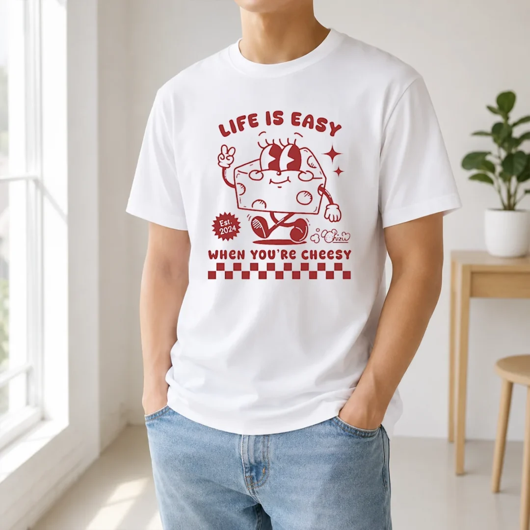 Official Life Is Easy When You'Re Cheesy Retro Cheese Character t shirt Official Life Is Easy When You'Re Cheesy Retro Cheese Character