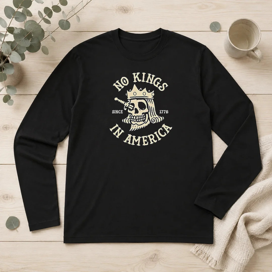 official-no-kings-in-america-since-1776-skull-american-history-long-sleeve-shirt Official No Kings In America Since 1776 Skull American History Long Sleeve Shirt
