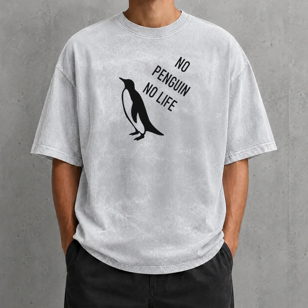 official-no-penguin-no-life-washed-t-shirt Official No Penguin No Life Washed T-Shirt
