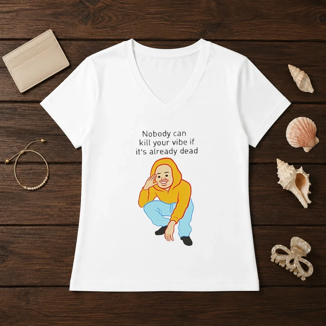 official-nobody-can-kill-your-vibe-if-it-s-already-dead-cartoon-man-v-neck-shirt Official Nobody Can Kill Your Vibe If It'S Already Dead Cartoon Man V-Neck Shirt