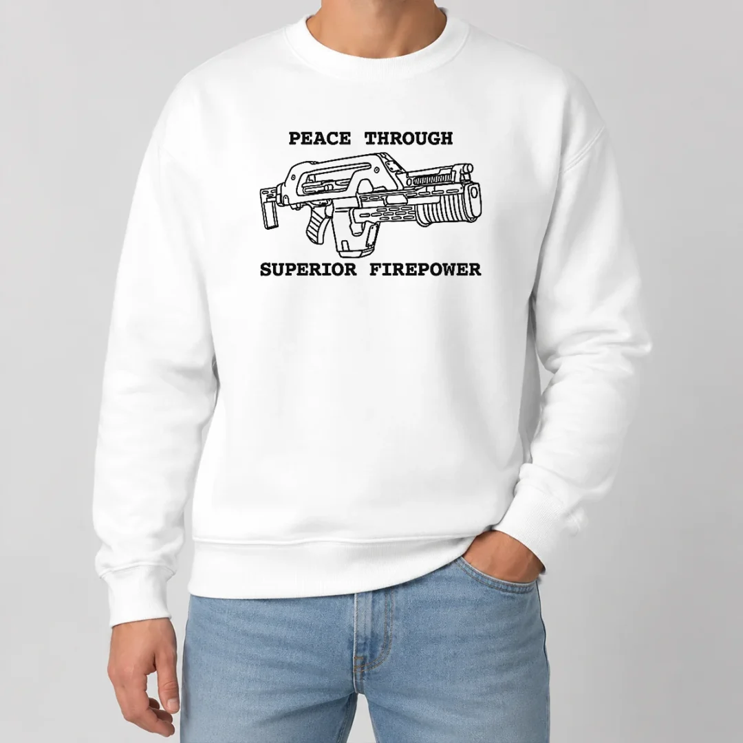 Official Peace Through Superior Firepower Sweater Official Peace Through Superior Firepower Sweater