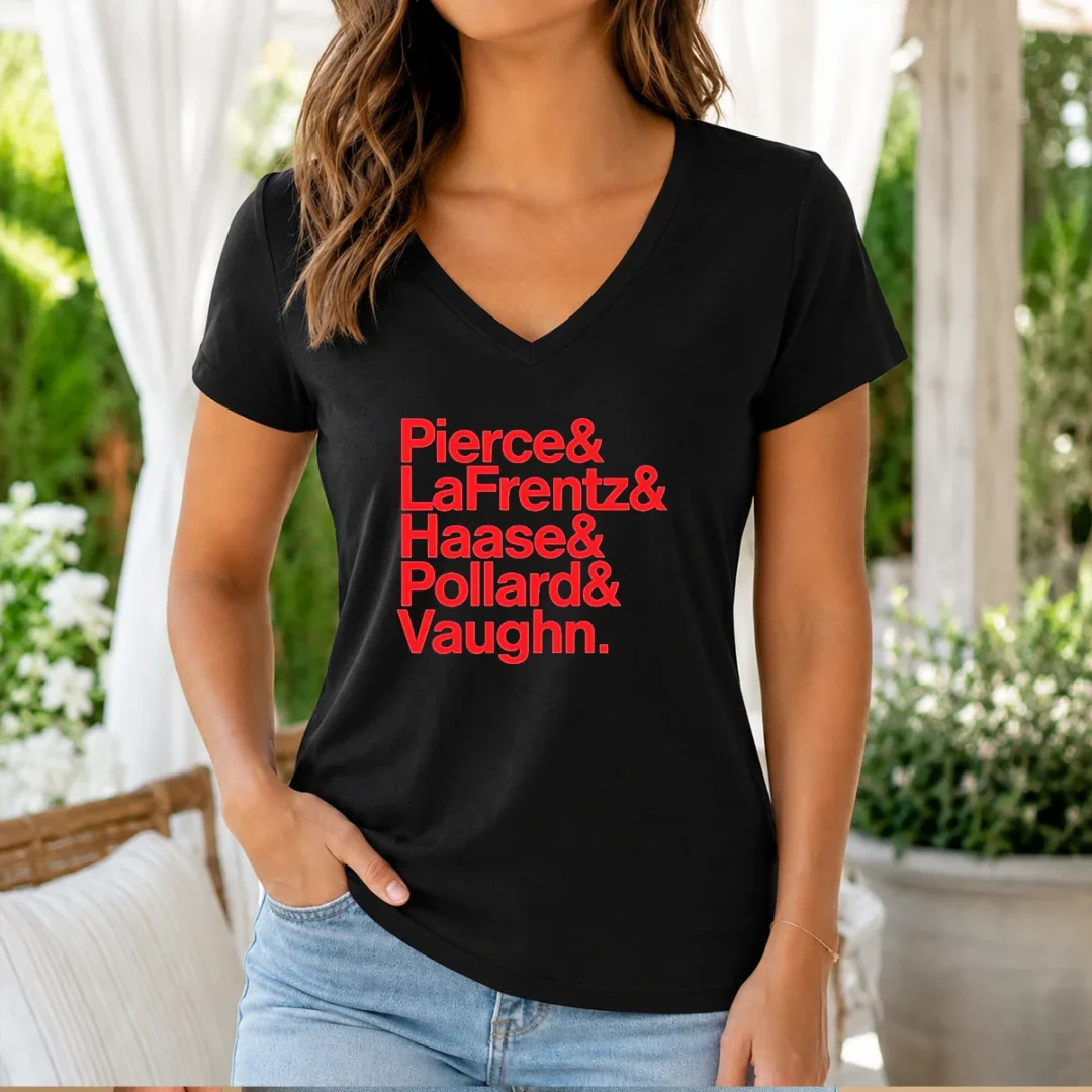 official-pierce-and-lafrentz-and-haase-and-pollard-and-vaughn-kansas-jayhawks-basketball-roster-v-neck-shirt Official Pierce And Lafrentz And Haase And Pollard And Vaughn Kansas Jayhawks Basketball Roster V Neck Shirt in blue with player names