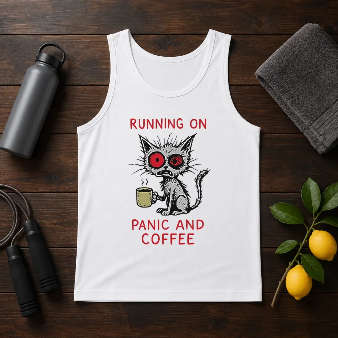 official-running-on-panic-and-coffee-cat-caffeine-tank-top Official Running On Panic And Coffee Cat Caffeine Tank Top