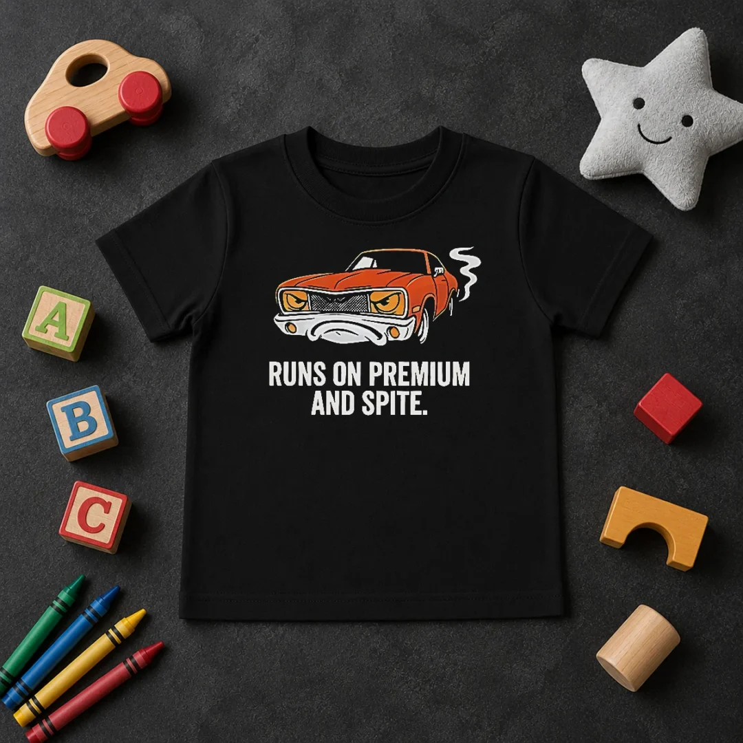 Official Runs On Premium And Spite Muscle Car Kids T Shirt Official Runs On Premium And Spite Muscle Car Kids T-Shirt