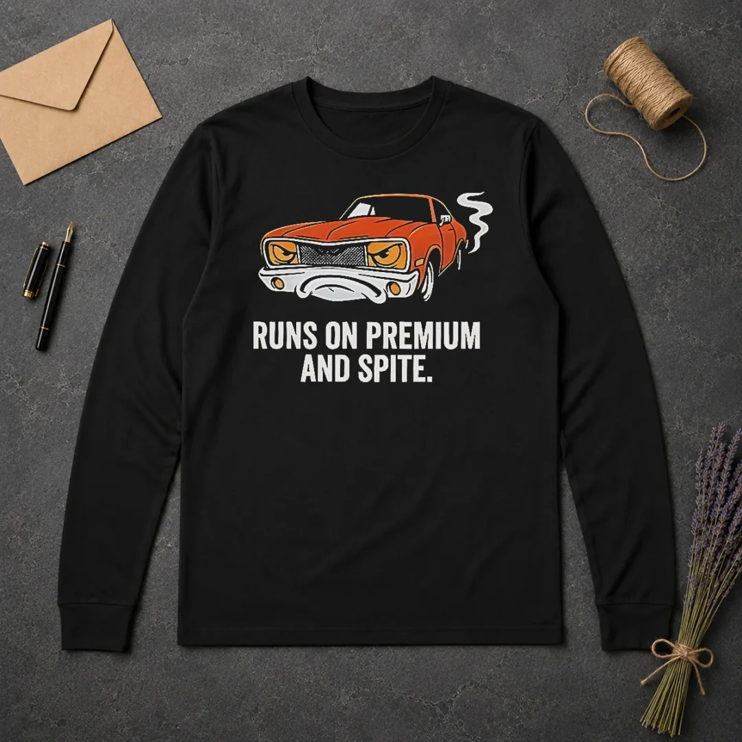 Official Runs On Premium And Spite Muscle Car Long Sleeve Shirt Official Runs On Premium And Spite Muscle Car Long Sleeve Shirt
