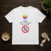 Official Saint Don'T Let Friends Say Yes To BS Rainbow Heart Logo t shirt in vibrant rainbow colors on a classic crew neck cotton tee