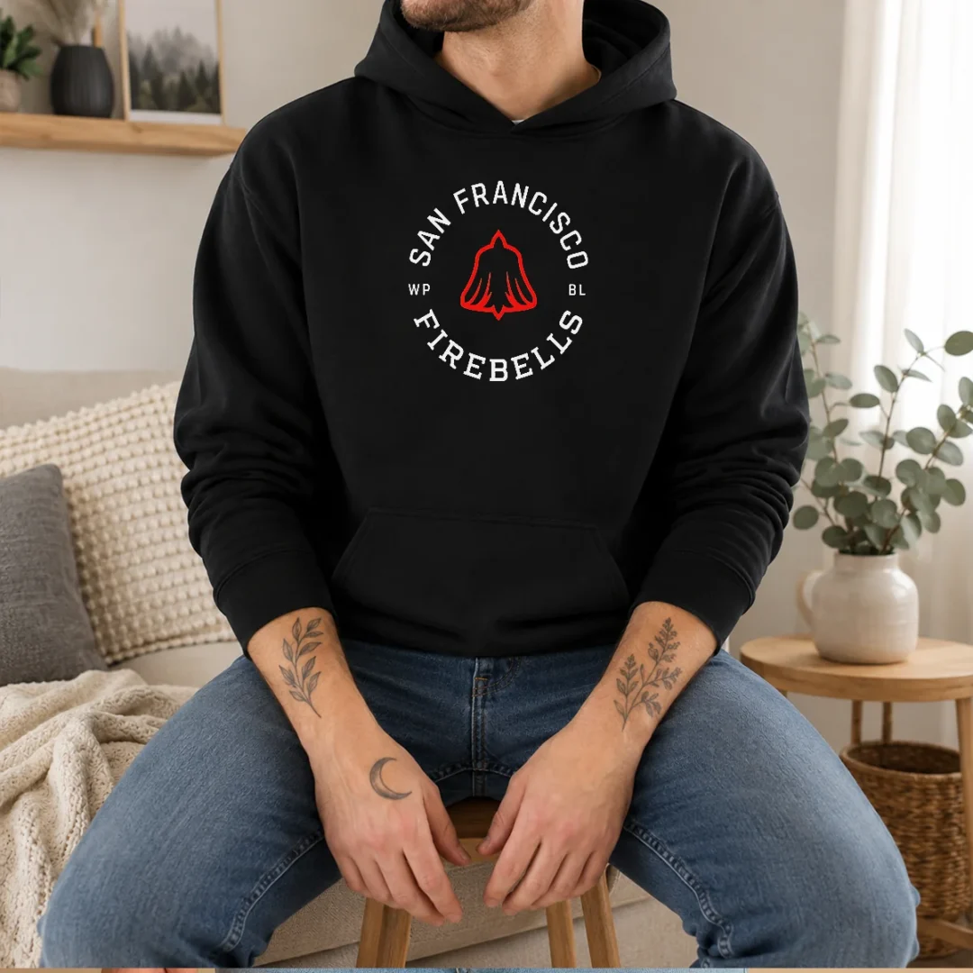 official-san-francisco-firebells-wp-bl-badge-hoodie-1 Official San Francisco Firebells WP BL Badge Hoodie in black with front logo print