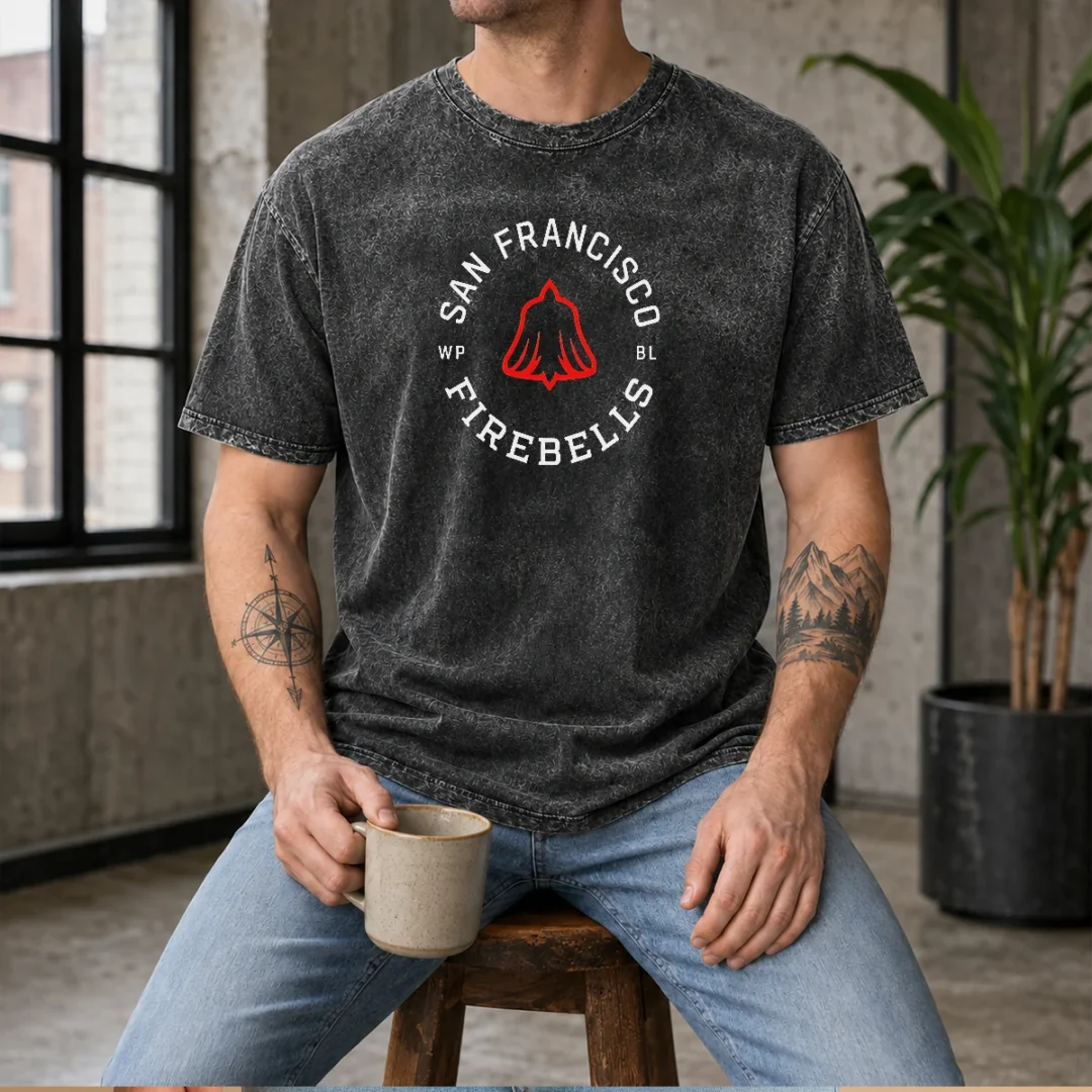 official-san-francisco-firebells-wp-bl-badge-washed-t-shirt-1 Official San Francisco Firebells WP BL Badge washed t shirt in soft cotton fabric with vintage wash finish