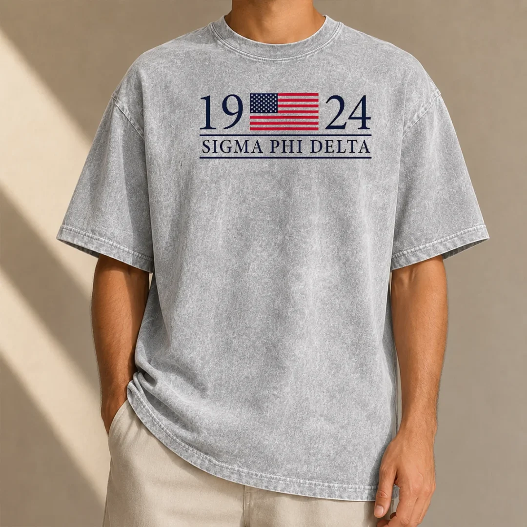 official-sigma-phi-delta-1924-american-flag-fraternity-washed-t-shirt Official Sigma Phi Delta 1924 American Flag Fraternity Washed T-Shirt