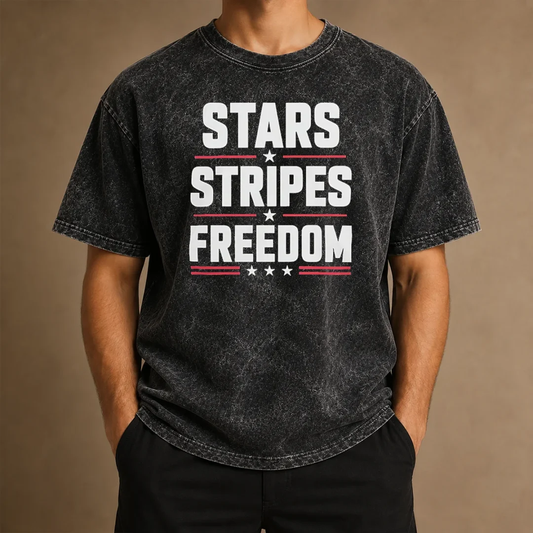 official-stars-stripes-freedom-fourth-of-july-patriotic-american-independence-day-washed-t-shirt Official Stars Stripes Freedom Fourth Of July Patriotic American Independence Day Washed T Shirt in vintage style with faded colors