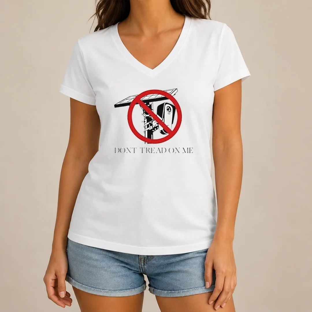 official-surveillance-camera-solar-power-gadsden-flag-dont-tread-on-me-libertarian-v-neck-shirt Official Surveillance Camera Solar Power Gadsden Flag DONT TREAD ON ME Libertarian V Neck Shirt in black, front view