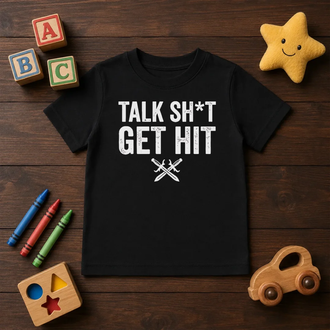 official-talk-sht-get-hit-crossed-swords-kids-t-shirt Official Talk Sht Get Hit Crossed Swords Kids T-Shirt