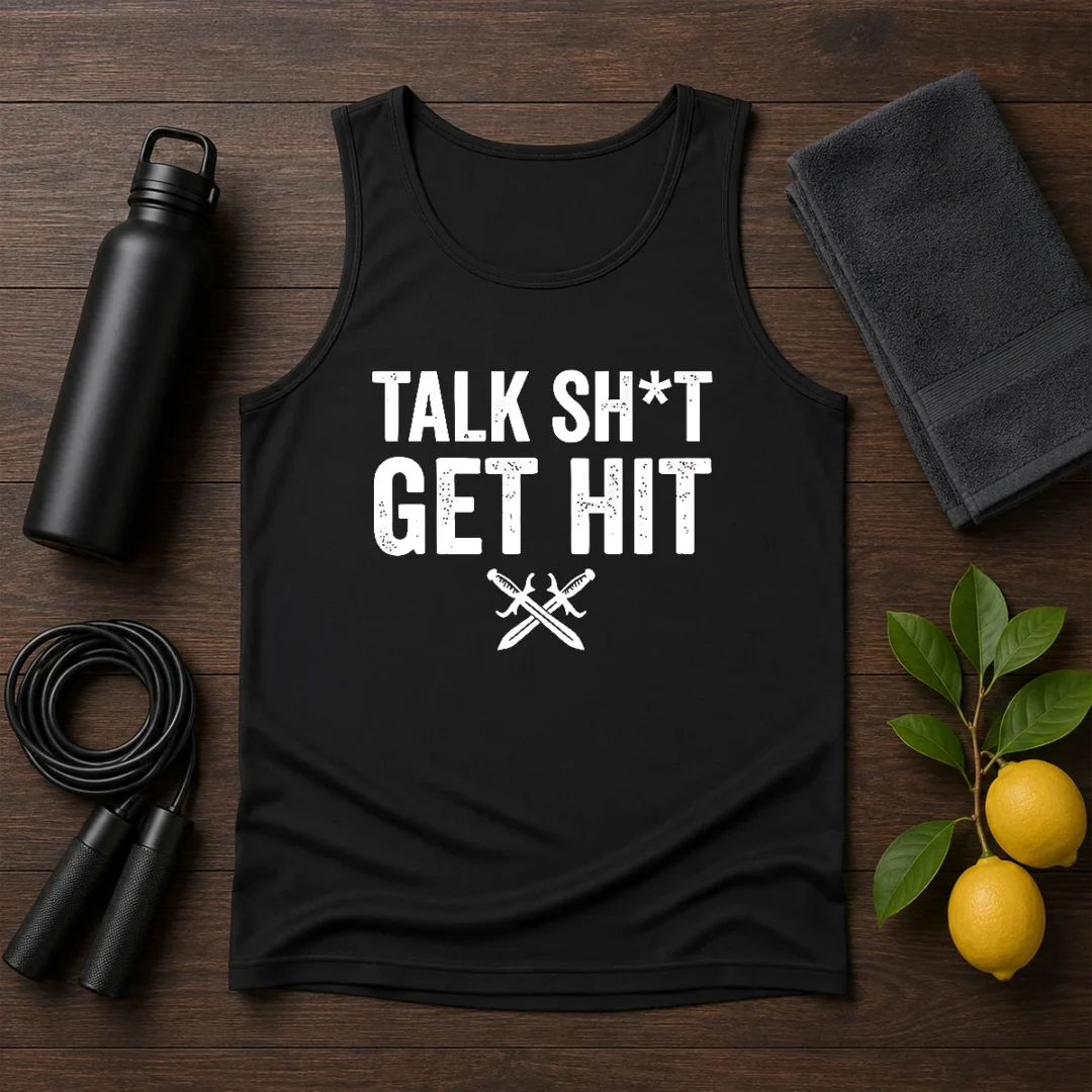 official-talk-sht-get-hit-crossed-swords-tank-top Official Talk Sht Get Hit Crossed Swords Tank Top