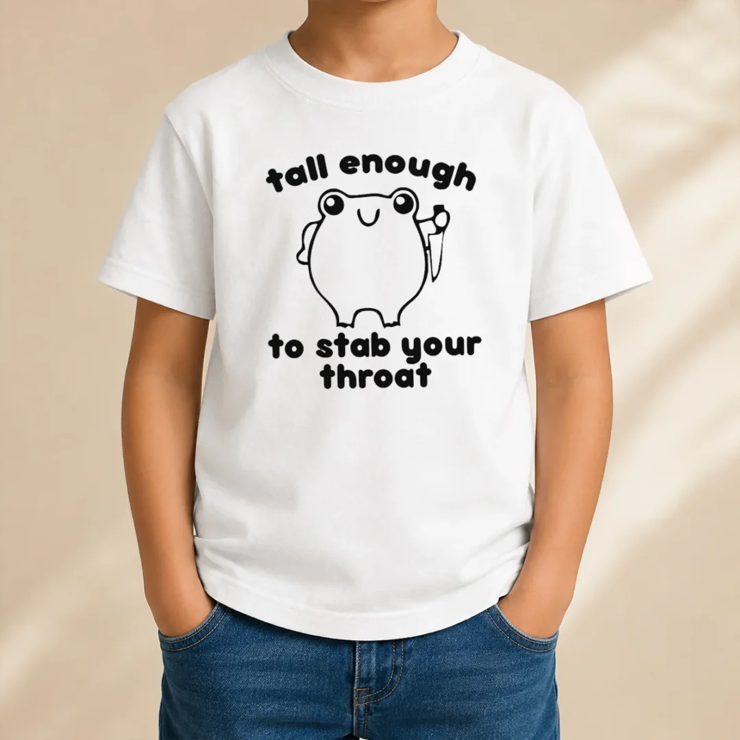 official-tall-enough-to-stab-your-throat-frog-kids-t-shirt Official Tall Enough To Stab Your Throat Frog Kids T-Shirt
