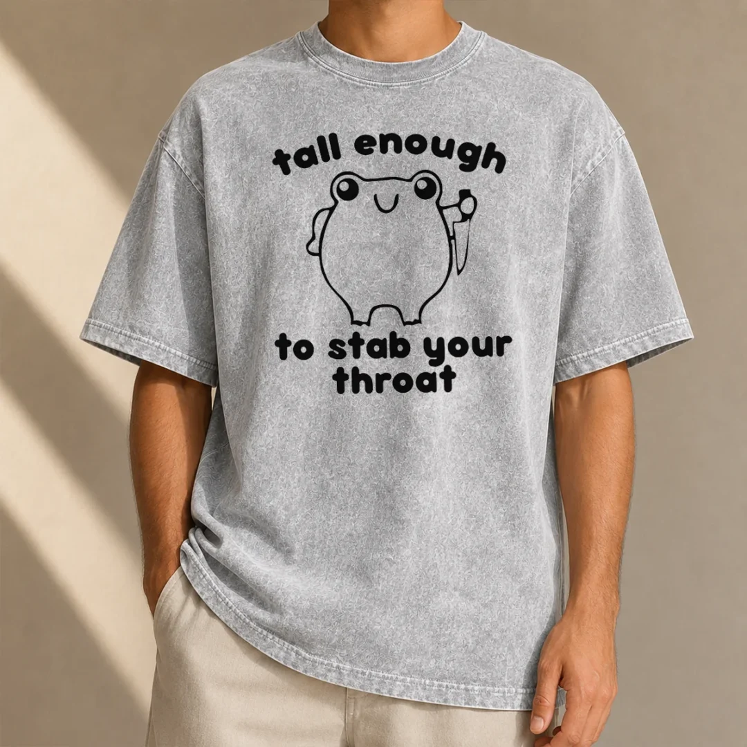 official-tall-enough-to-stab-your-throat-frog-washed-t-shirt Official Tall Enough To Stab Your Throat Frog washed t shirt in soft, faded fabric with bold graphic print