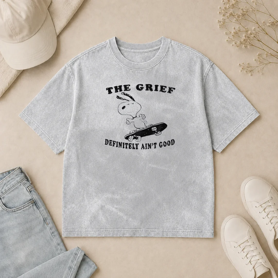 Official The Grief Definitely Ain'T Good Snoopy Skateboard Washed T Shirt Official The Grief Definitely Ain'T Good Snoopy Skateboard Washed T-Shirt