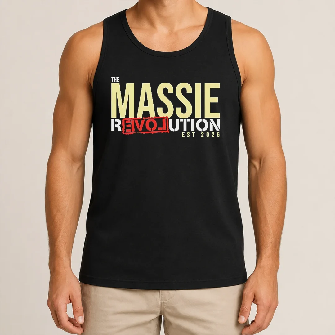 Official The Massie Revolution Est 2026 Political Movement Tank Top Official The Massie Revolution Est 2026 Political Movement tank top in black, sleeveless casual wear